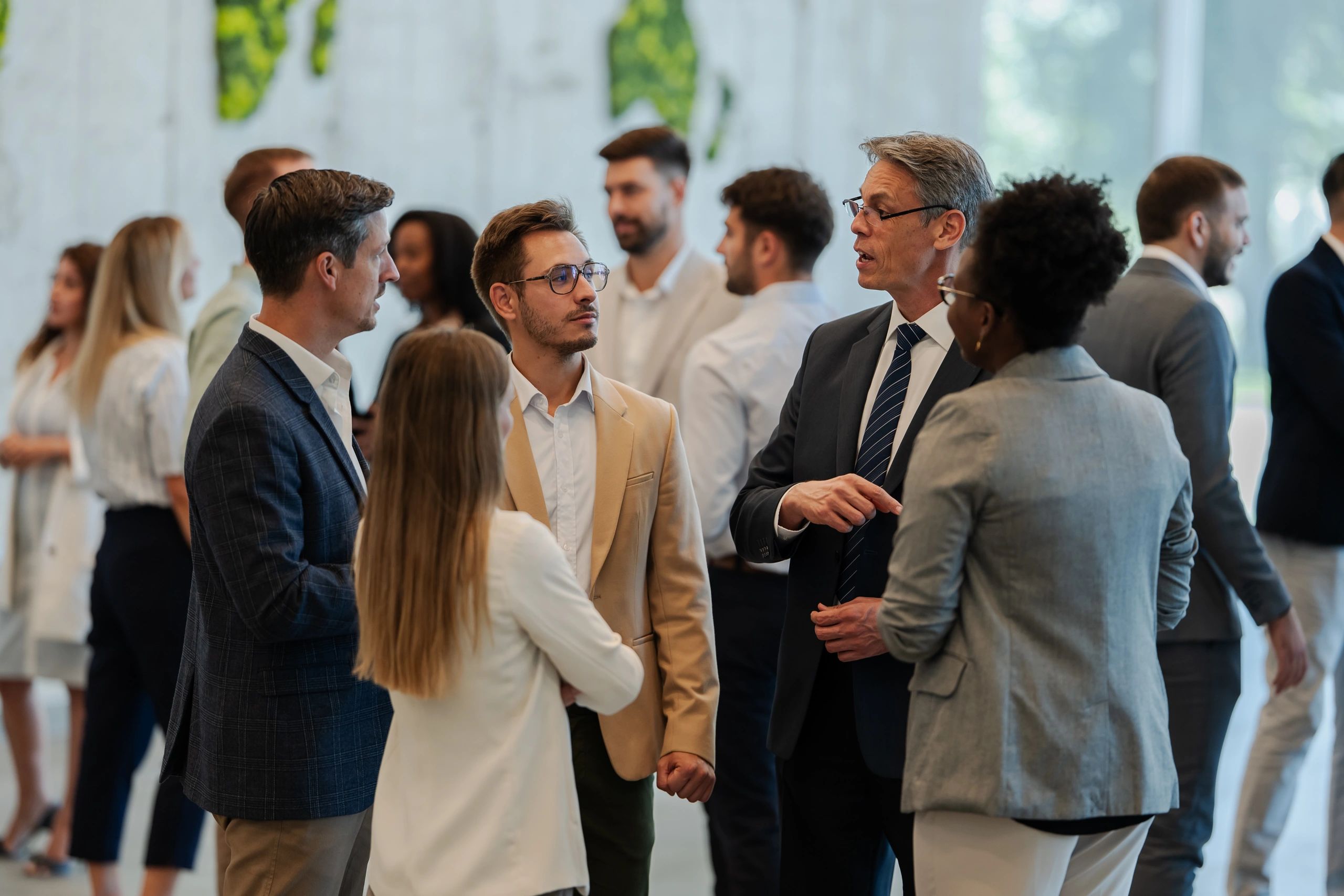 Attendees networking and connecting during a conference event